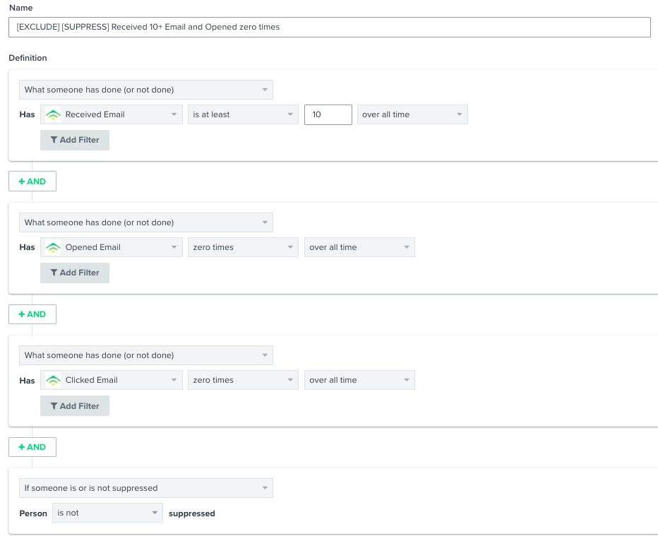 Email list size snapshot from Klaviyo