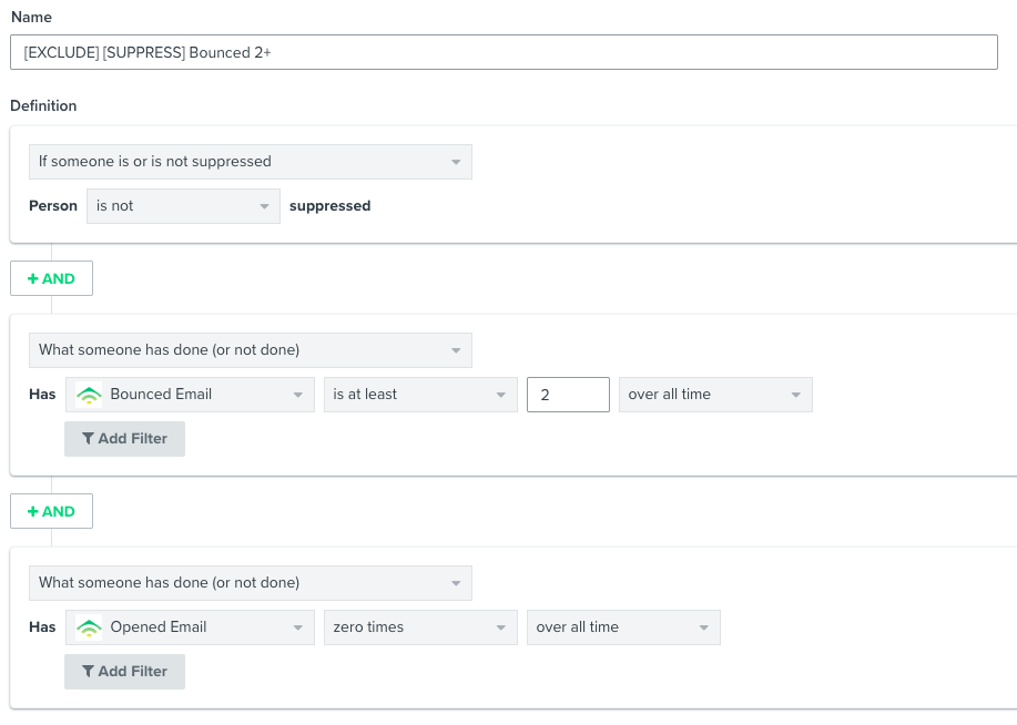 Email list size configurations in Klaviyo