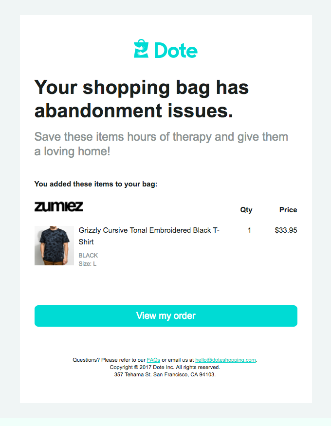 Email marketing automation type of email: abandoned carts.