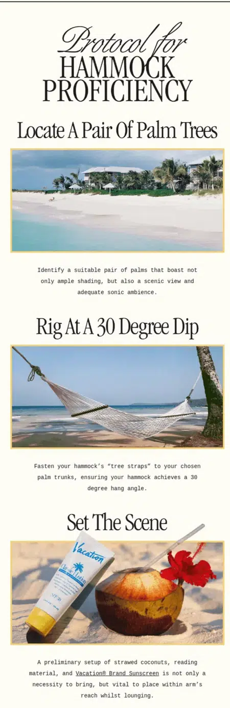 National Hammock Day email example.