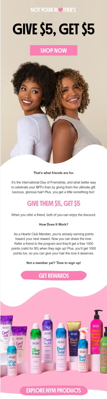 Not Your Mothers email design for International Day of Friendship by Flowium.