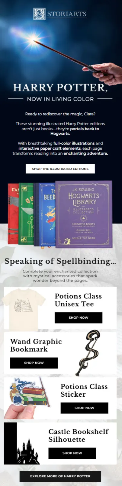 Storiarts email design for Harry Potter day by Flowium.
