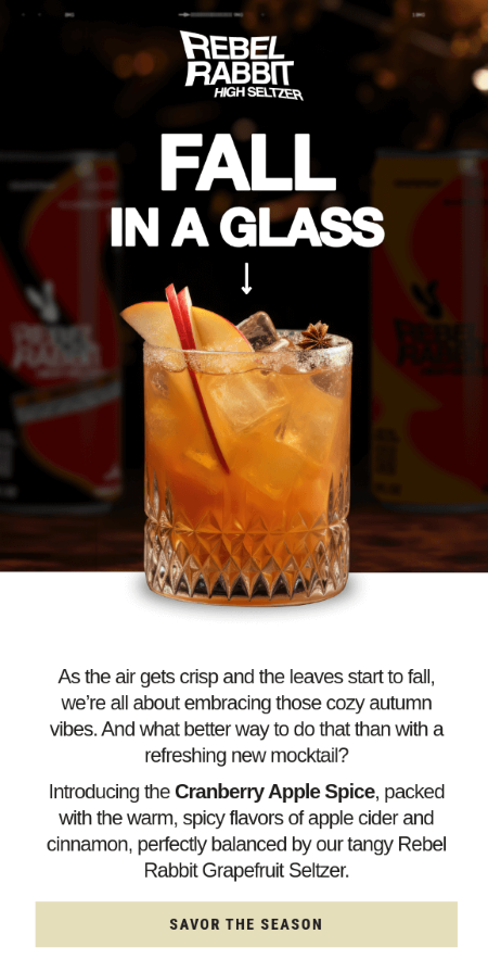 Fall in a glass email design for Drinks Giving day.