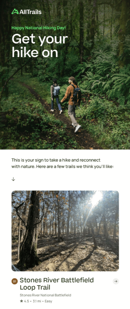 National Hiking Day email design.