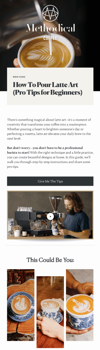 Latte-art email design.