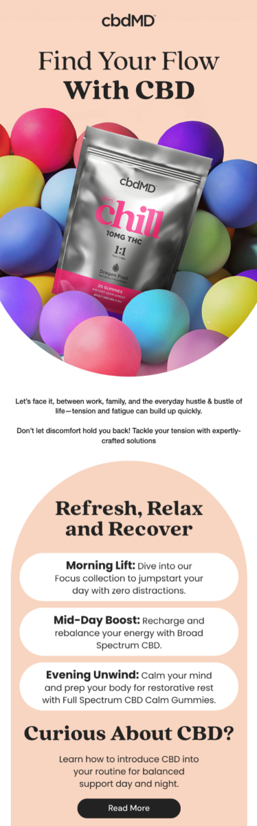 Find youe flow with CBD email from cbdMD by Flowium.