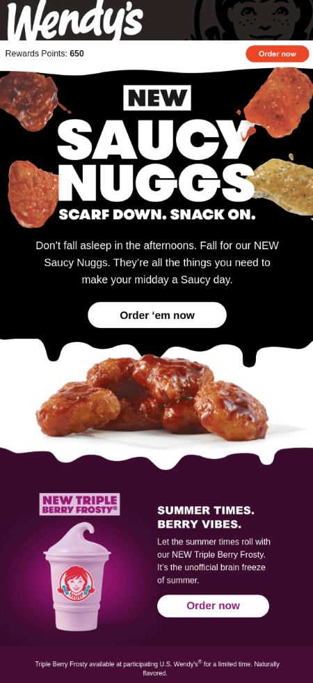 Fast Food day email design with Sausy Nuggs.