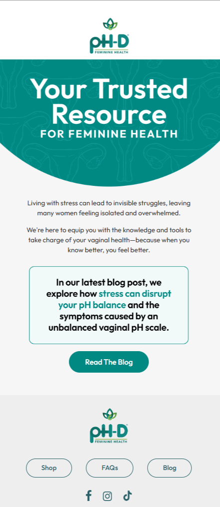 Stress awareness day email design from pH-D by Flowium.