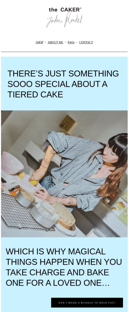 Tiered cake DIY email design.