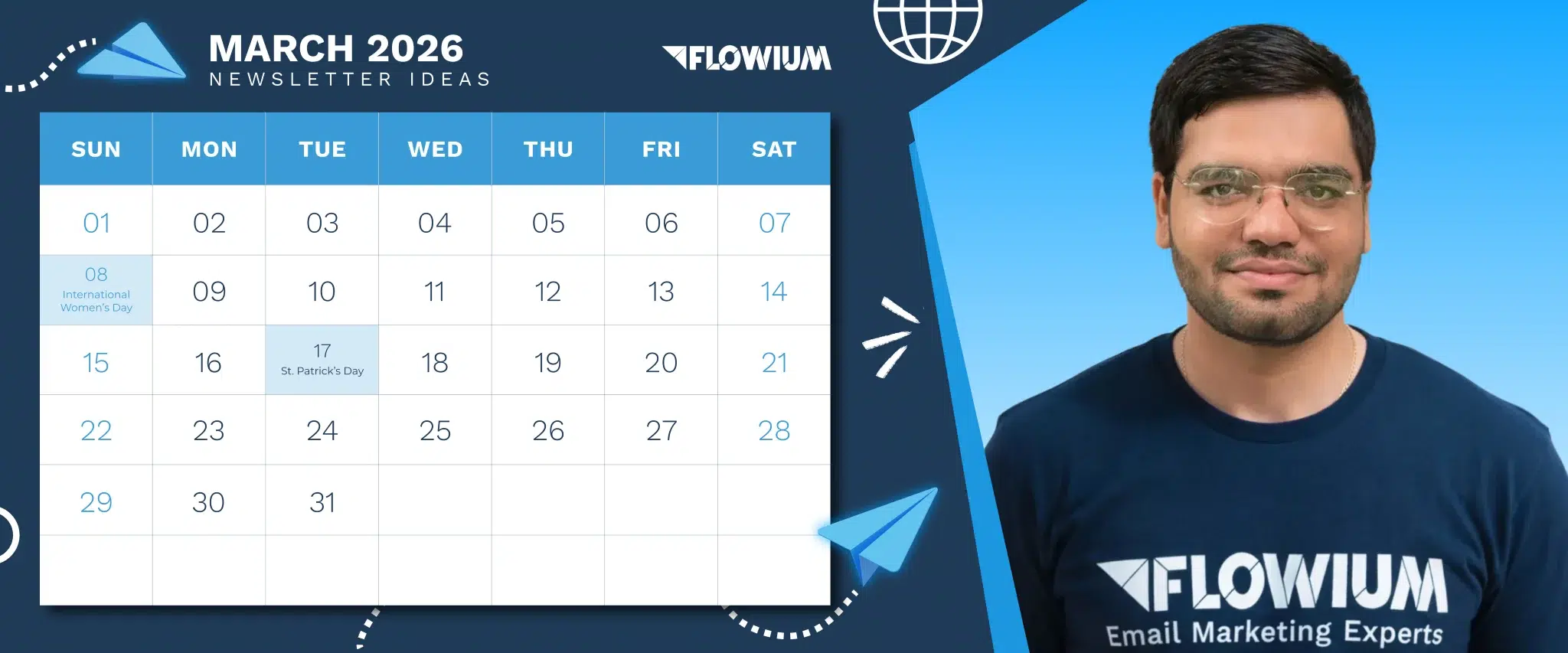 March 2026 calendar by Flowium.