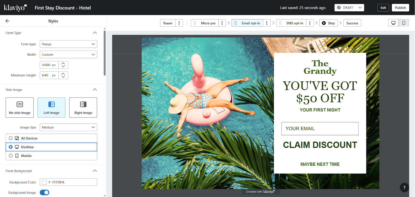 Klaviyo registration forms builder.