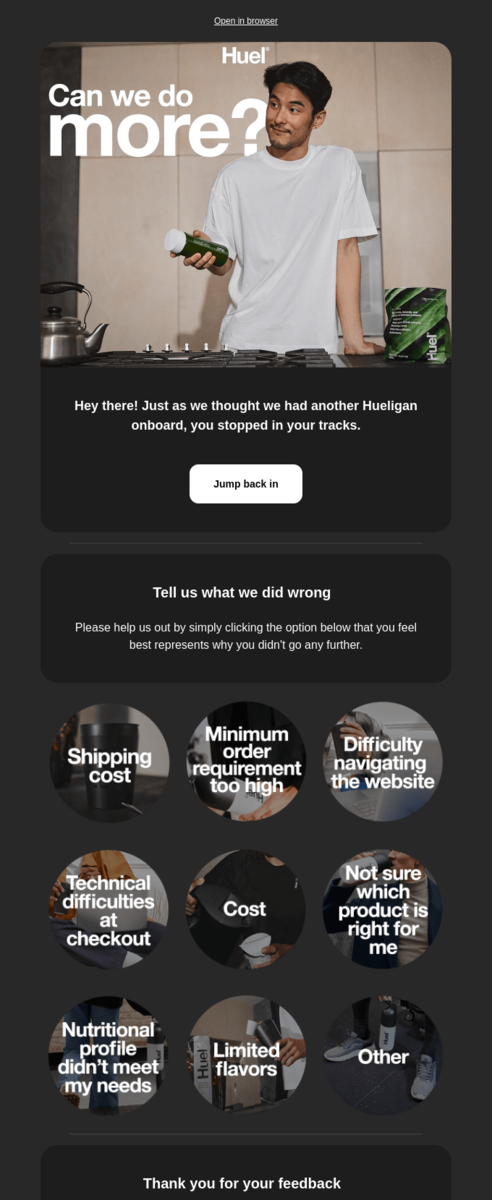 Email design with subject Line: Oops... What did we do wrong?