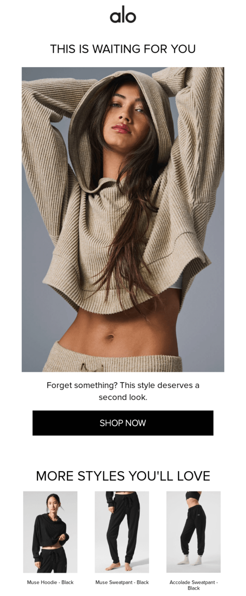 Email design from Alo Yoga.