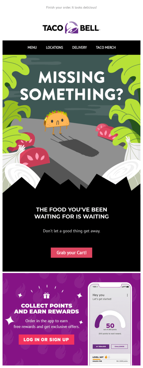 Email design by Taco Bell.