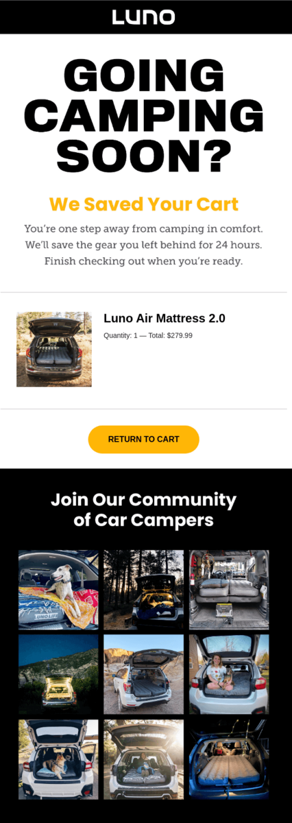 Email design from Luno.