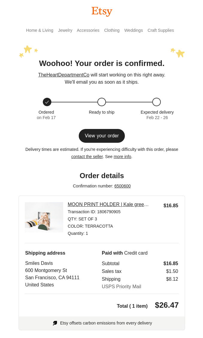 The confirmation email is one example of post purchase email.