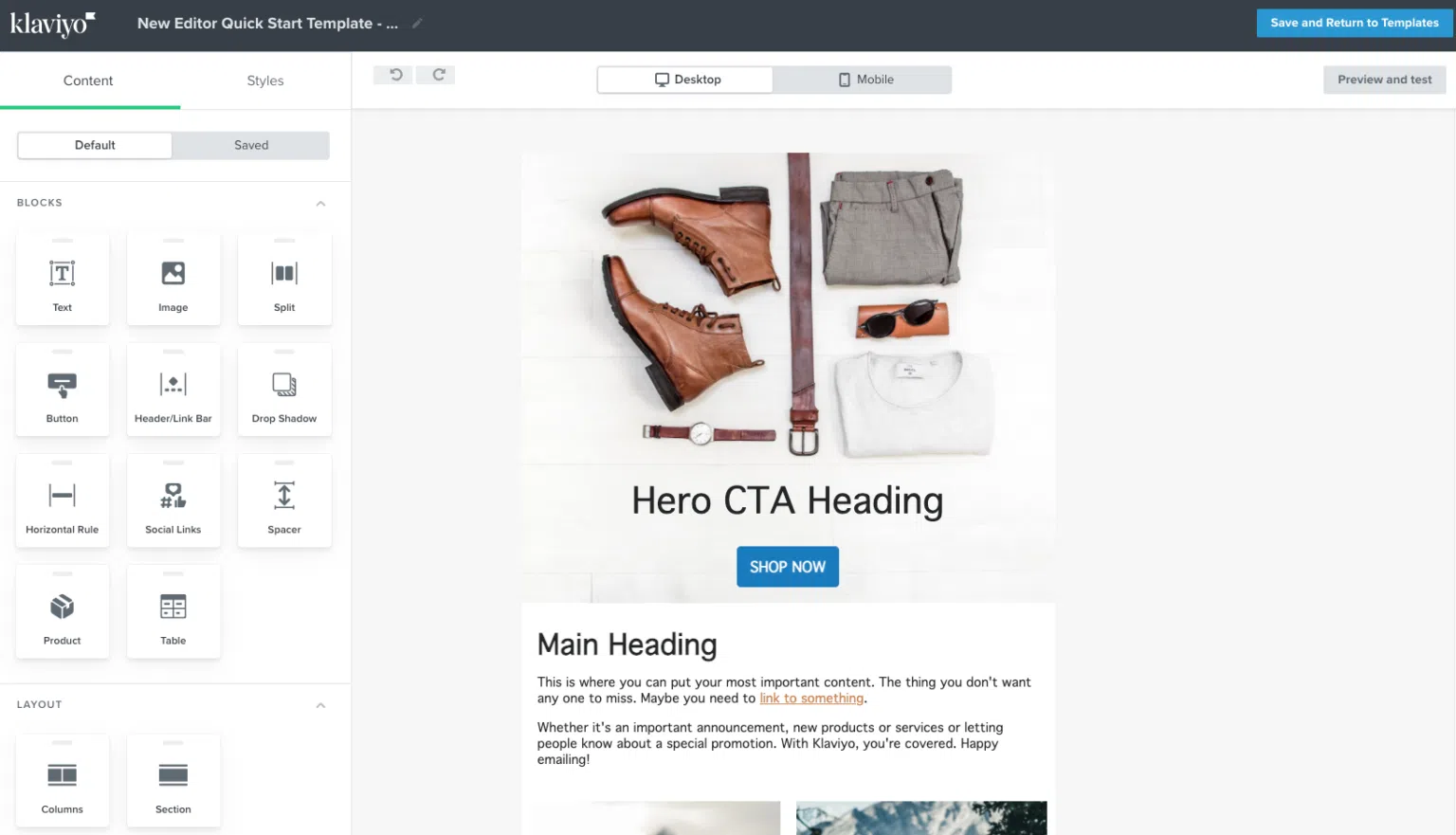 Klaviyo Email Builder image.