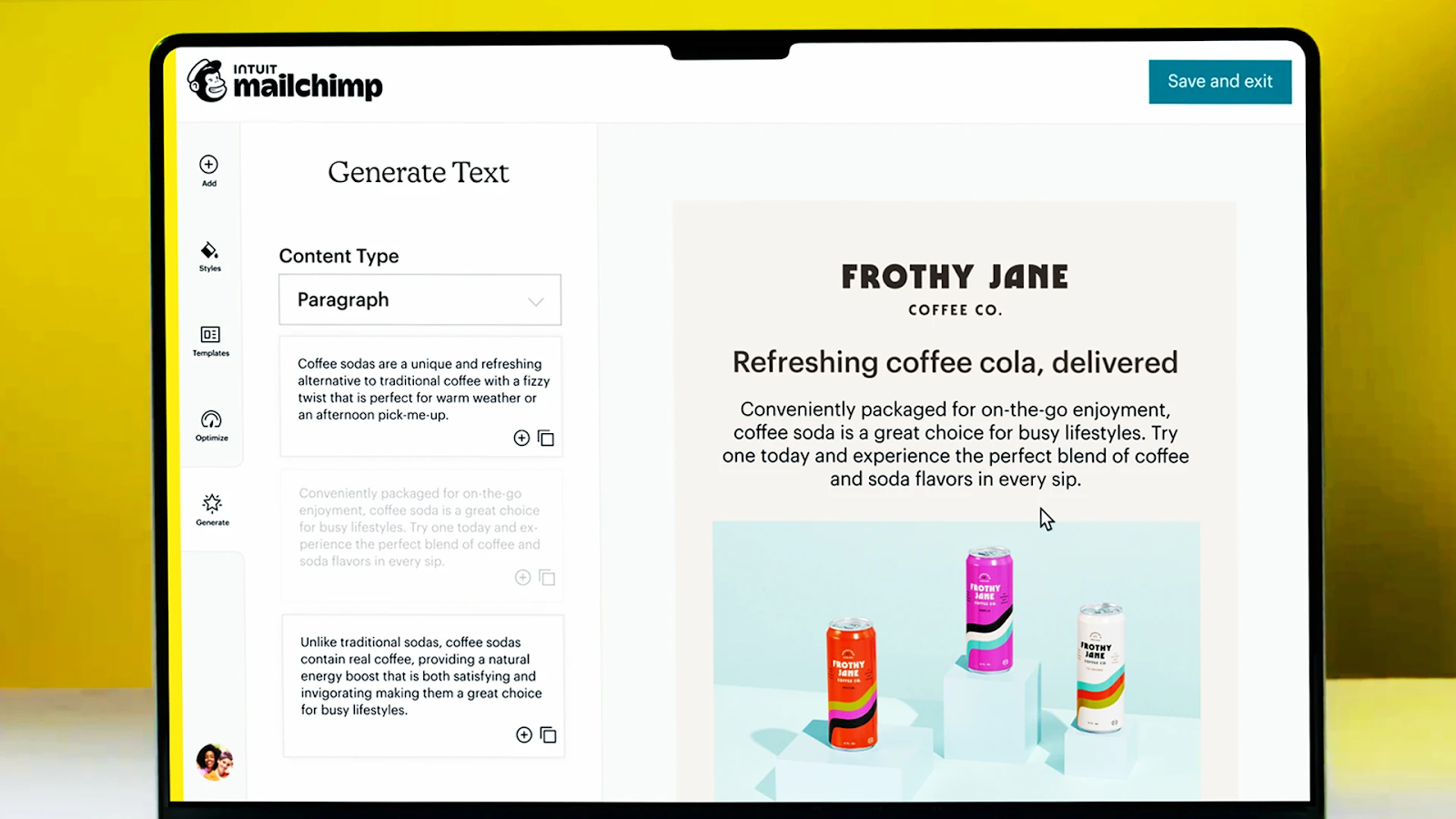 An image of AI in Mailchimp.