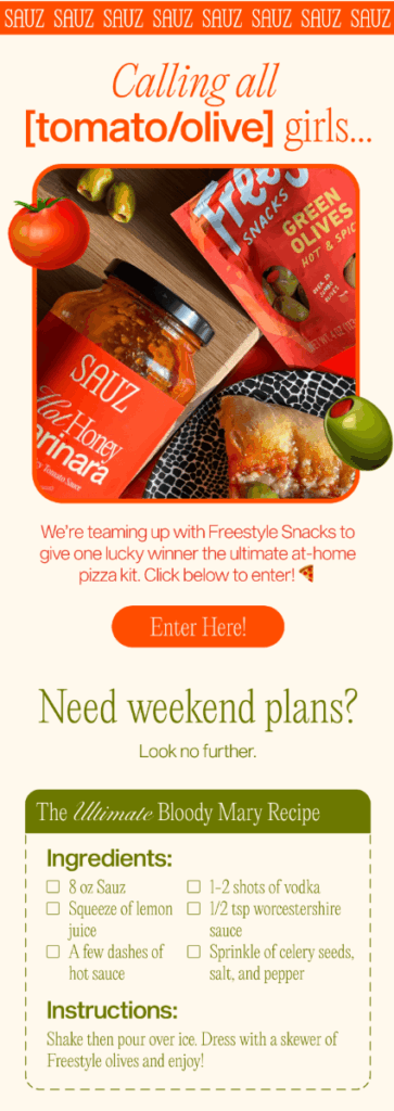 Calling all tomato/olive girls email design by Sauz.