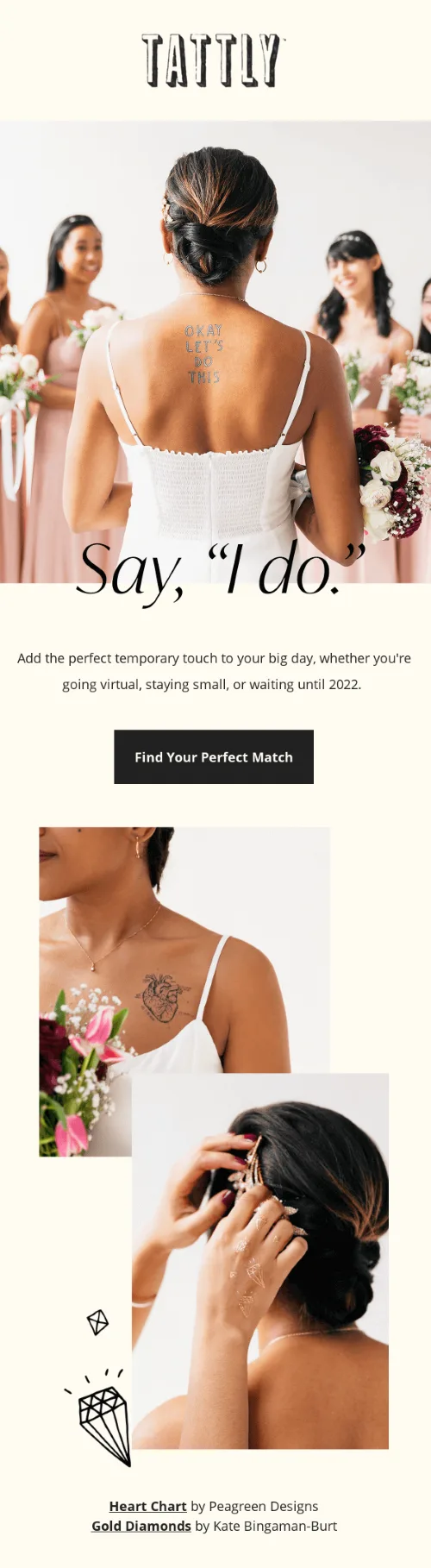 National Weddings Month email design by Tattly.