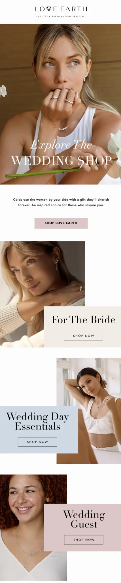 National Weddings Month email design by Love Earth.