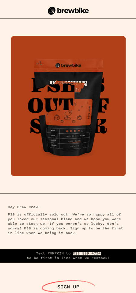 Email for a Complete Sold Out.