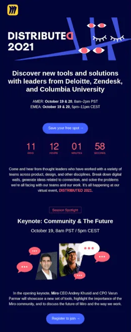 Invitation to the Product Launch Email from Miro.