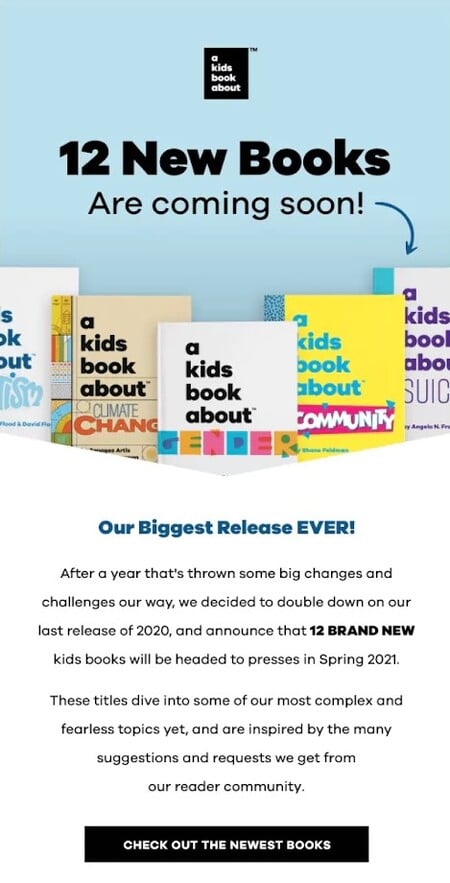 Numerous Products Launch Email From A Kids' Book About.