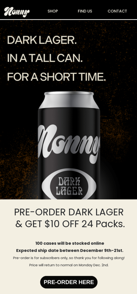 Teaser Email with Pre-Order Options.
