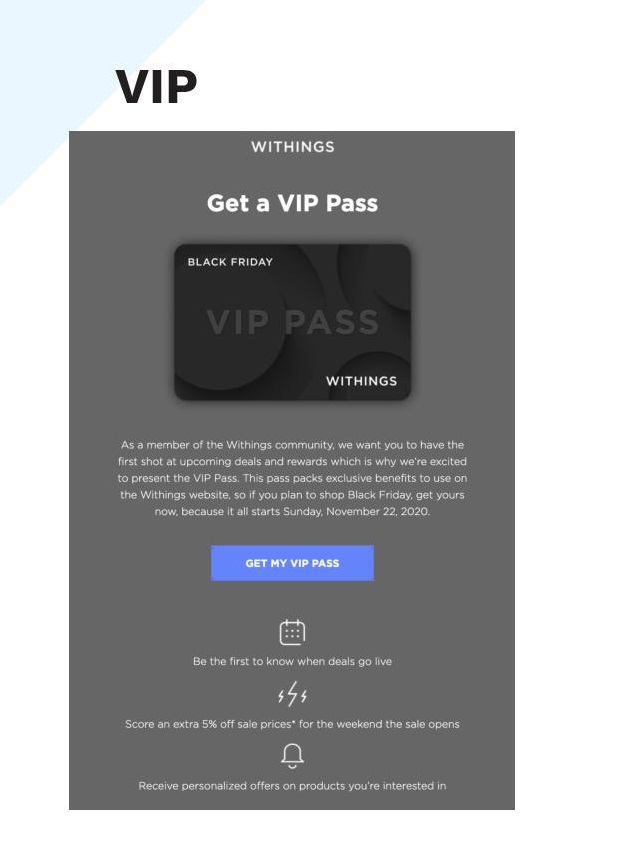 VIP emails for Black Friday