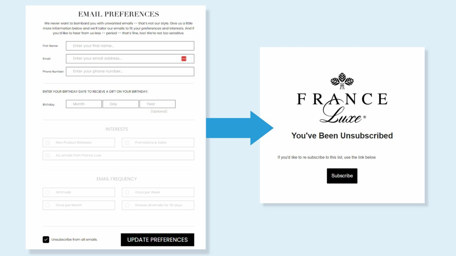 How To Convert Email Unsubscribe To Customer And Unsubscribe Page