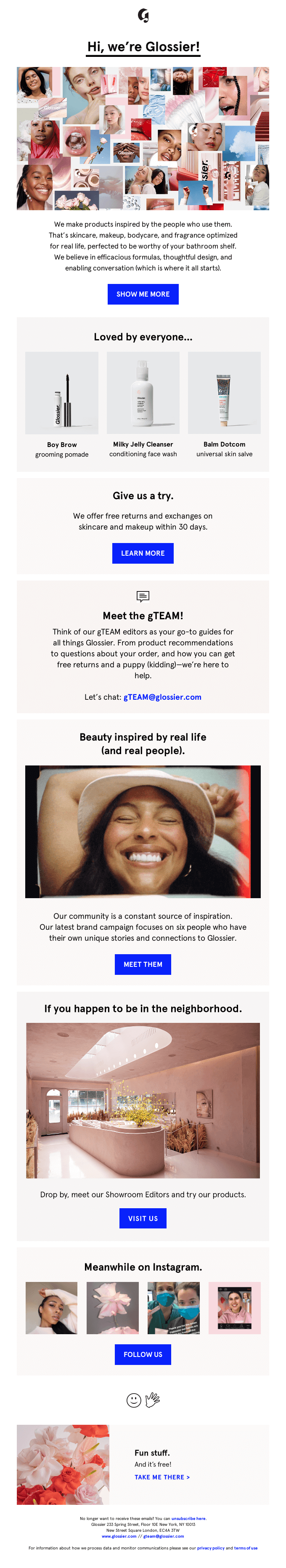 Welcome email example 1: Glossier