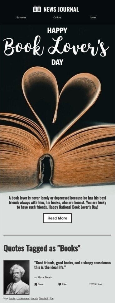 Book Lover’s Day email design.