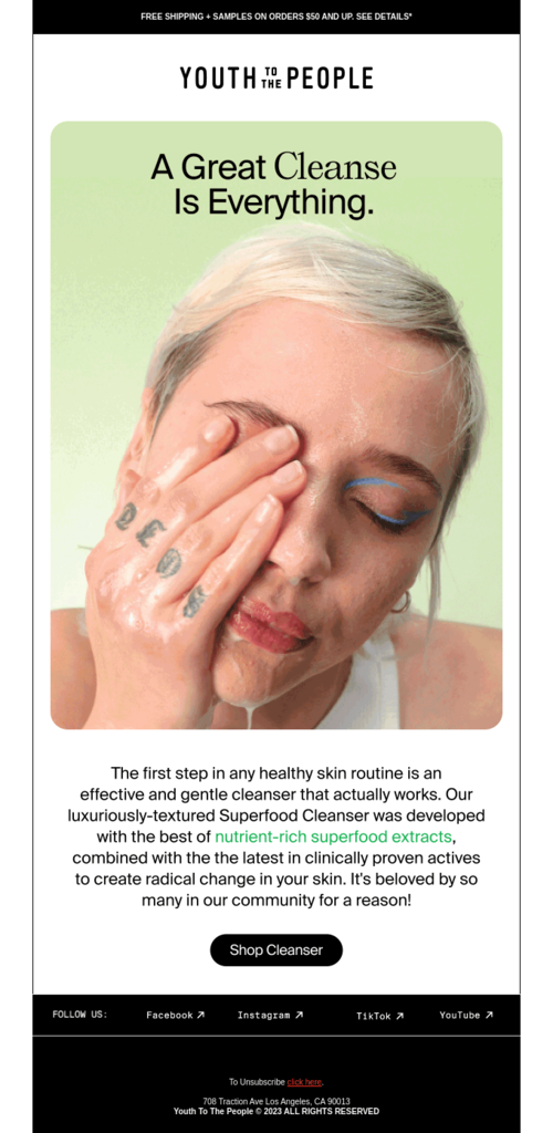 Email design for National Cleanse Your Skin Week.