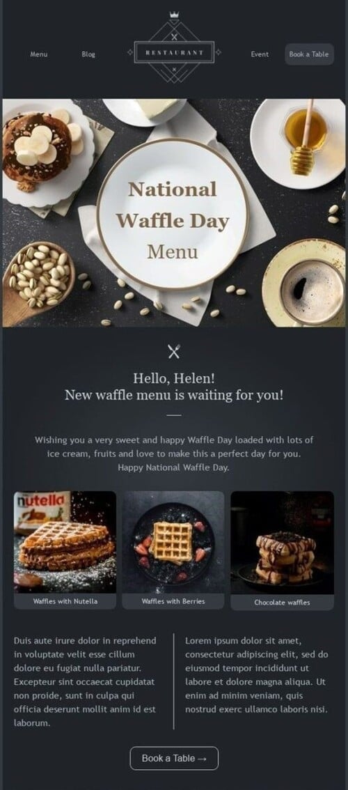 National Waffle Day email.