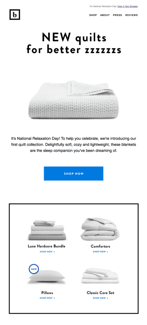 Relaxation Day email design.