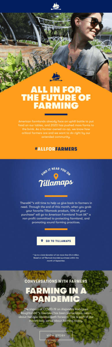 Email design for National Farmers Market Week.