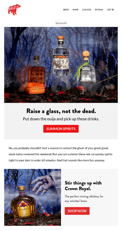 Email example of Launching a Halloween Product Collection.
