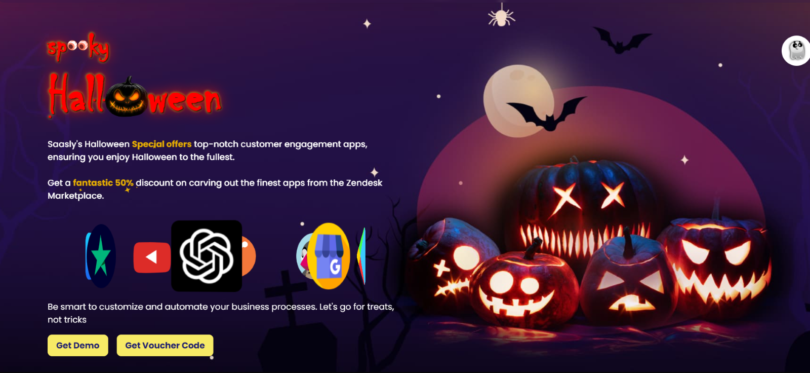Halloween-themed landing page example.