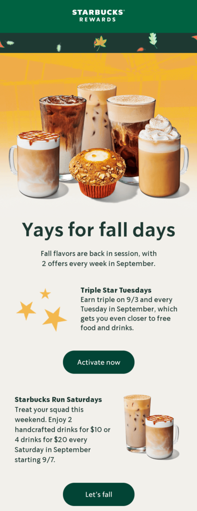 Autumnal Equinox (Start of Fall) email example.