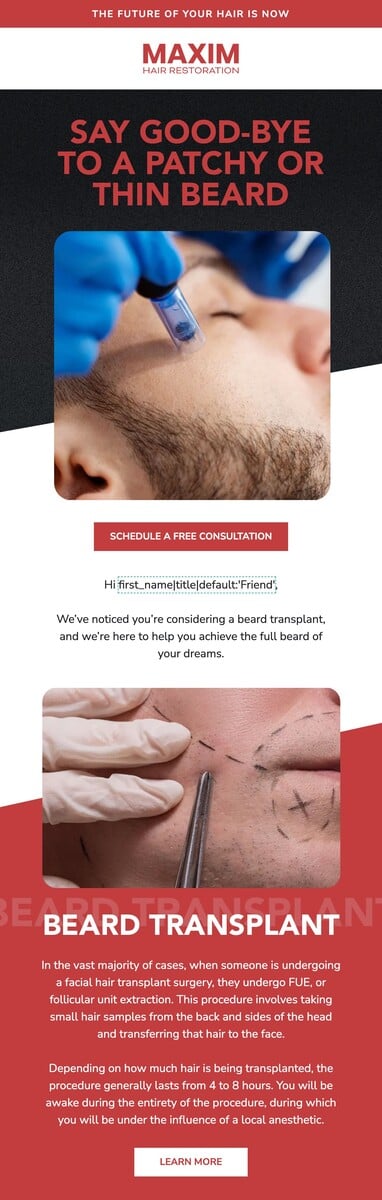 World Beard Day email design by Maxim Hair Restoration.
