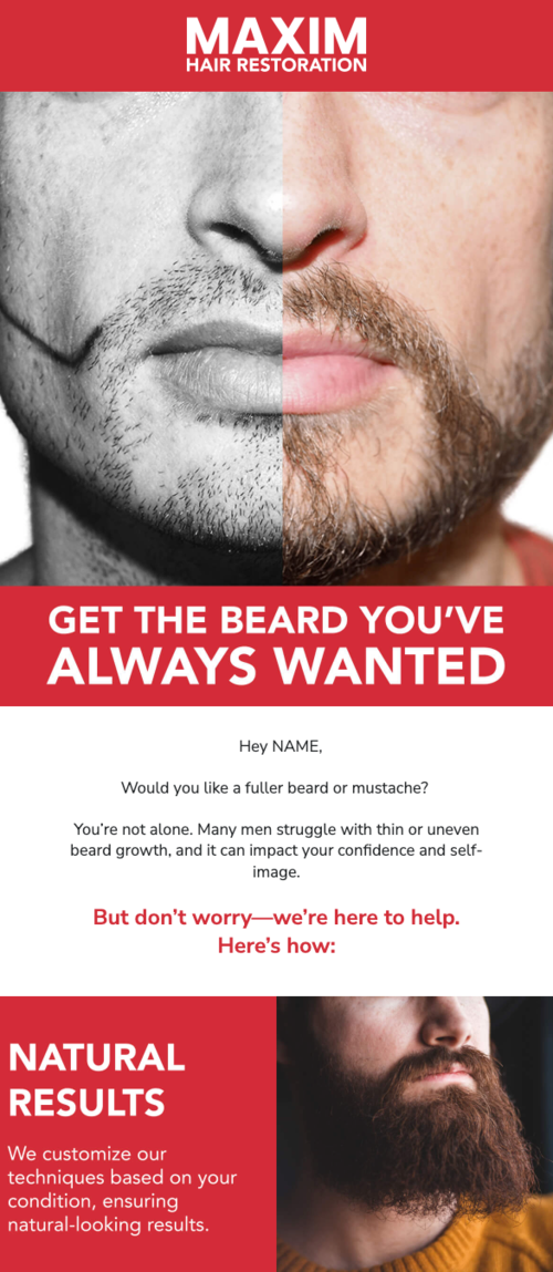 World Beard Day email design by Maxim Hair Restoration.