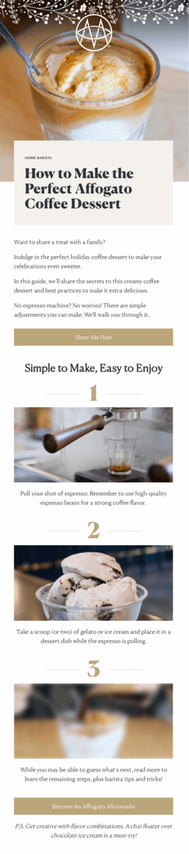 National Coffee Day email example.