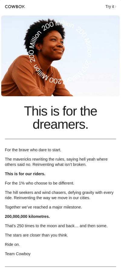 World Dream Day email example.