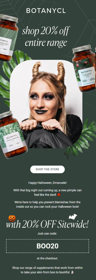 Creative Halloween email design from Botanycl by Flowium.