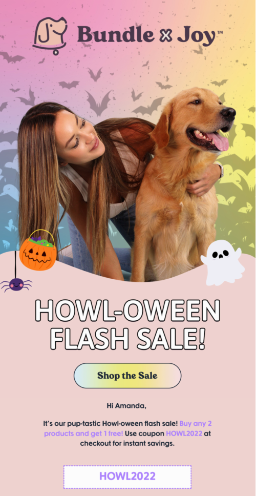Bundle x Joy Halloween Flash Sale email design by Flowium.