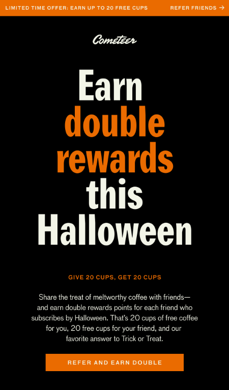 An email example of uing Link to the Loyalty Program on Halloween.