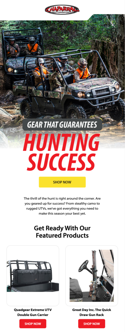 Hunting day email example.