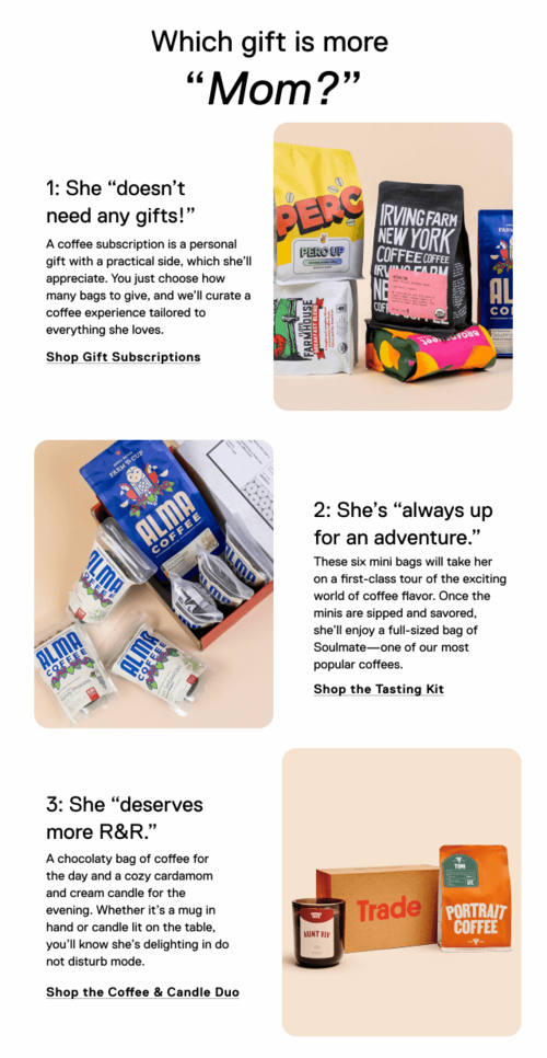 An email design for Lazy Moms day.