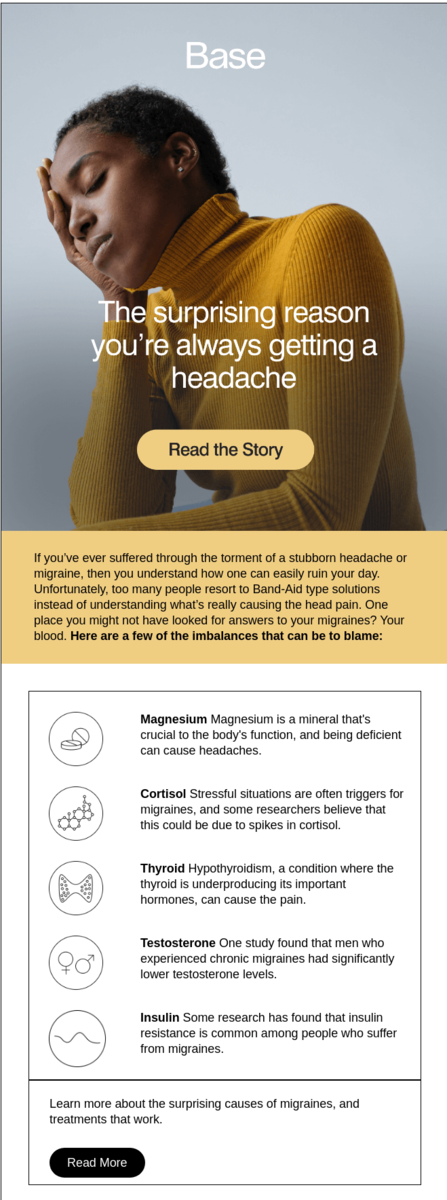 Migraine Awareness Week email design by Base.